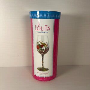 Lolita " Wine Connoisseur" Hand Painted 15oz glass New